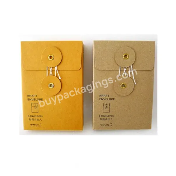 2019 New Product 200gsm Kraft Paper String And Button Kraft Envelope Box