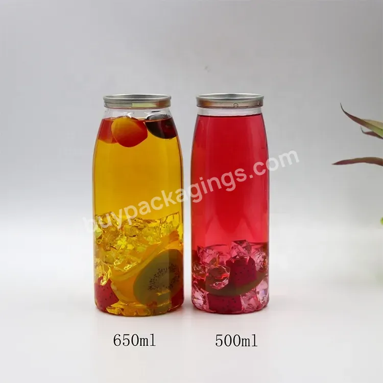 202 500ml Plastic Easy Open Can Clear Plastic Bottle With A Pull Tab Aluminum Top With Sealing Machine