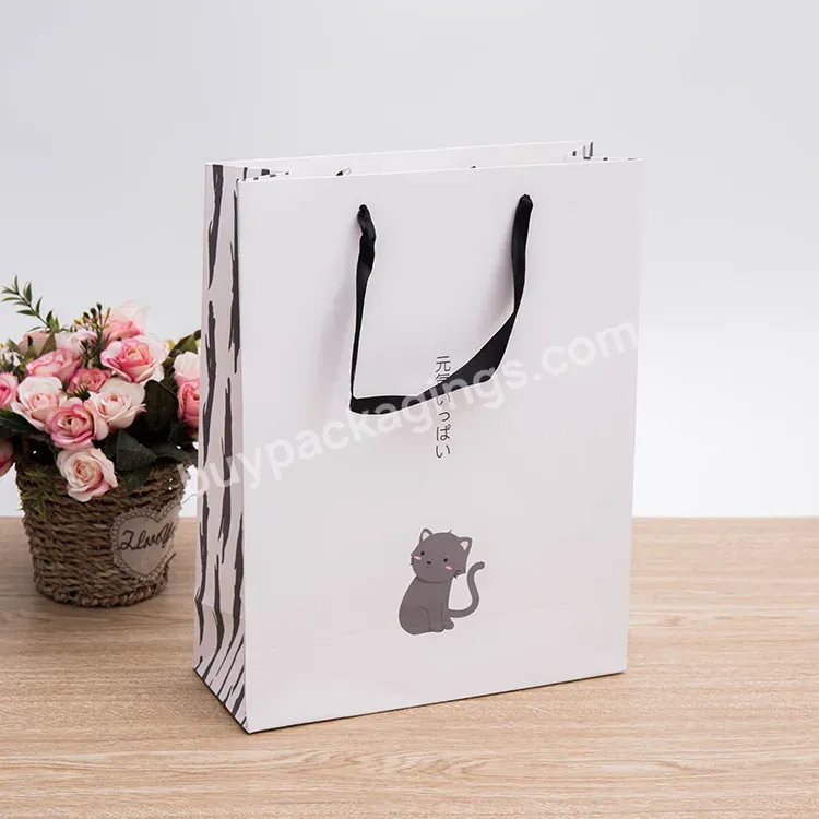 2020 Fashion Stylish Hand Held Shopping Big Paper Bag Shop Custom Logo Square Paper Bag