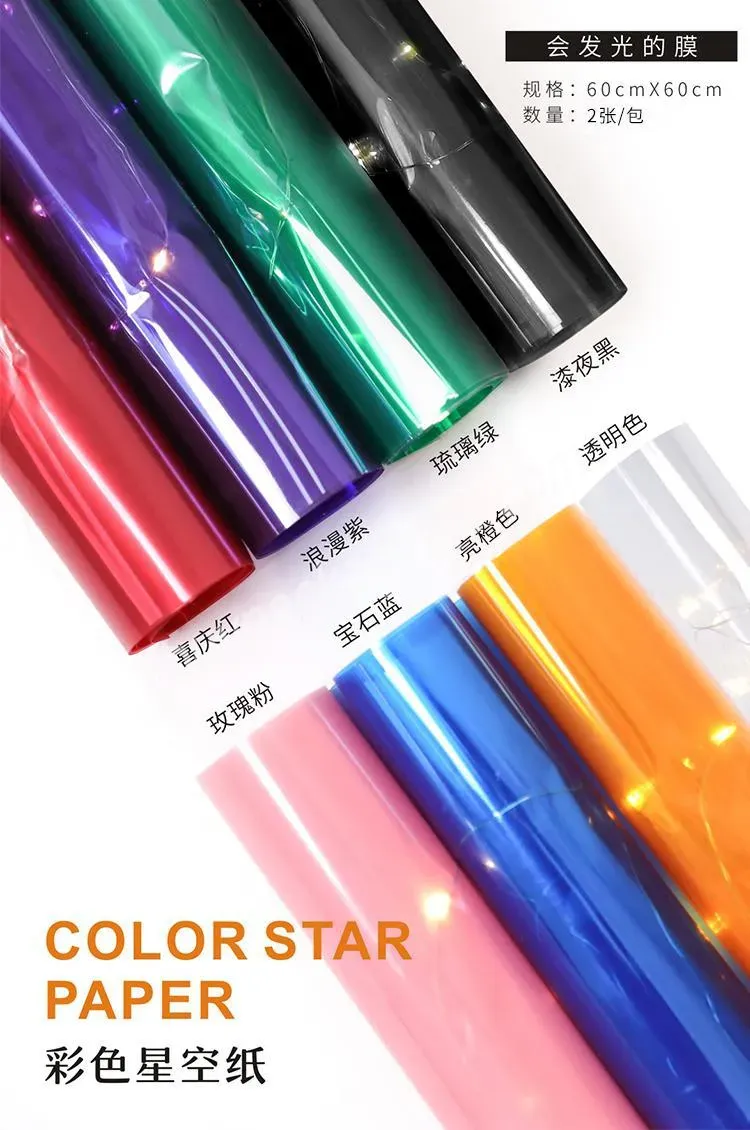 2020 New Arrival Flower Wrapping Paper Transparent Waterproof Glassine Cellophane Paper With Led String Light