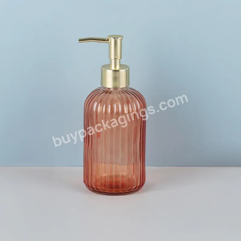 2021 New Product Amber 400ml Glass Amber Hand Wash Liquid Soap Shampoo Bottle With Lotion Pump