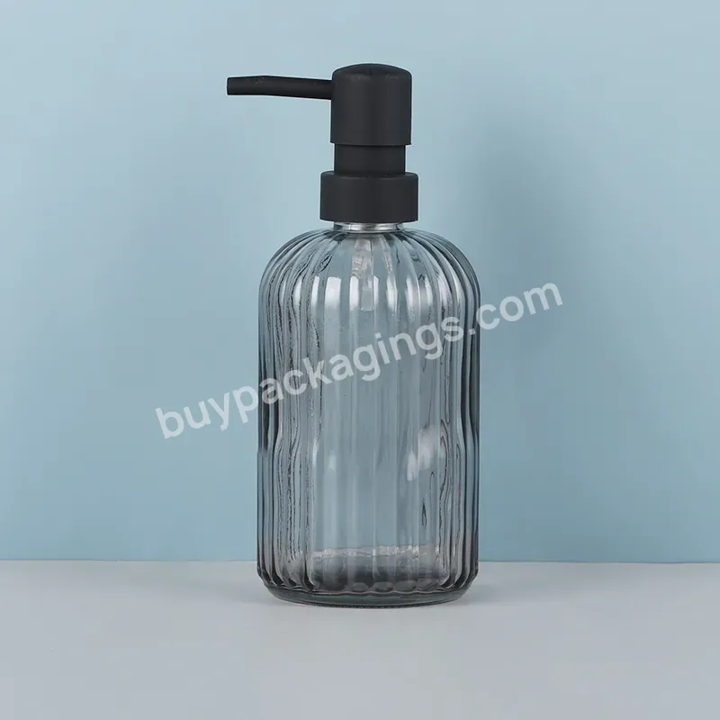 2021 New Product Amber 400ml Glass Amber Hand Wash Liquid Soap Shampoo Bottle With Lotion Pump