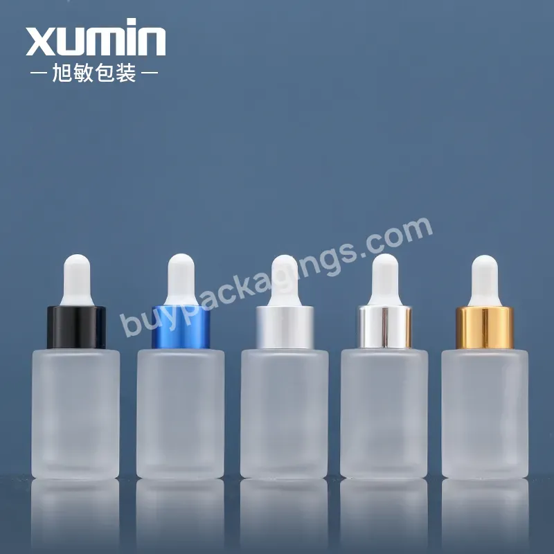 2021 Trending Products Oil Press Dropper Bottle 30ml Luxury Skin Care White Dropper Bottle The Serum Frosted Glass Bottle