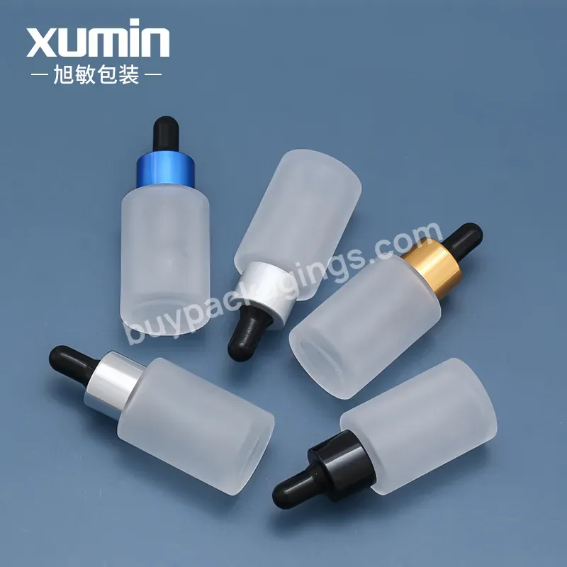 2021 Trending Products Oil Press Dropper Bottle 30ml Luxury Skin Care White Dropper Bottle The Serum Frosted Glass Bottle