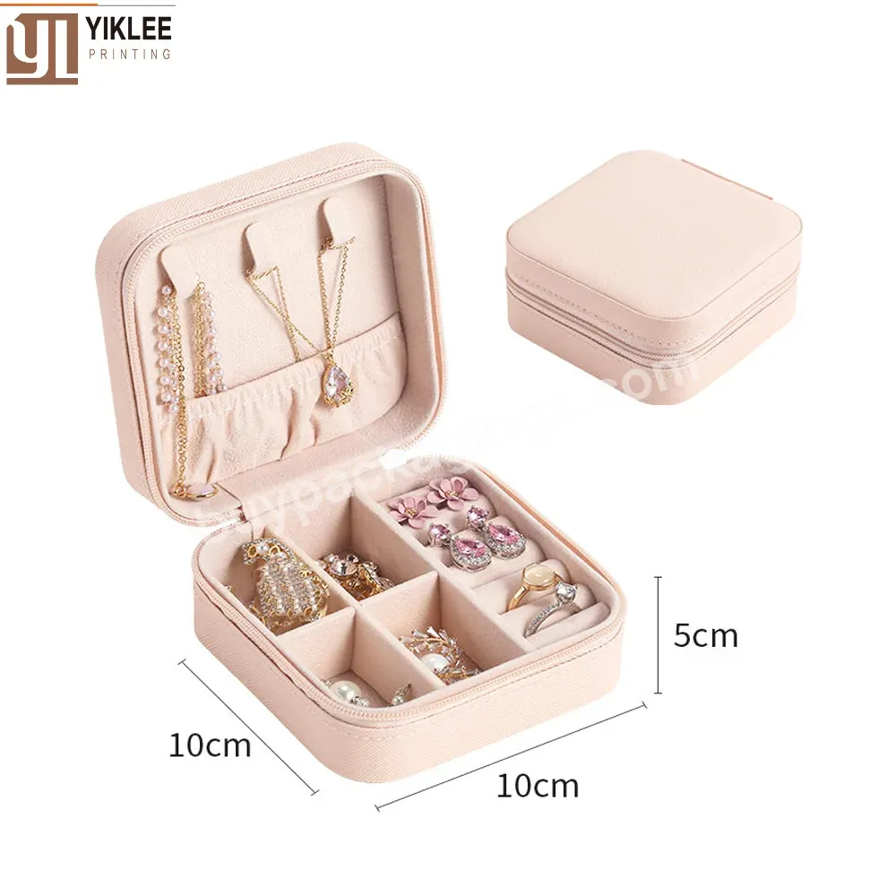 2022 Button Leather Storage Zipper Jewelers Box Portable Jewelry Box Jewelry Organizer Display Travel Jewelry Case Boxes