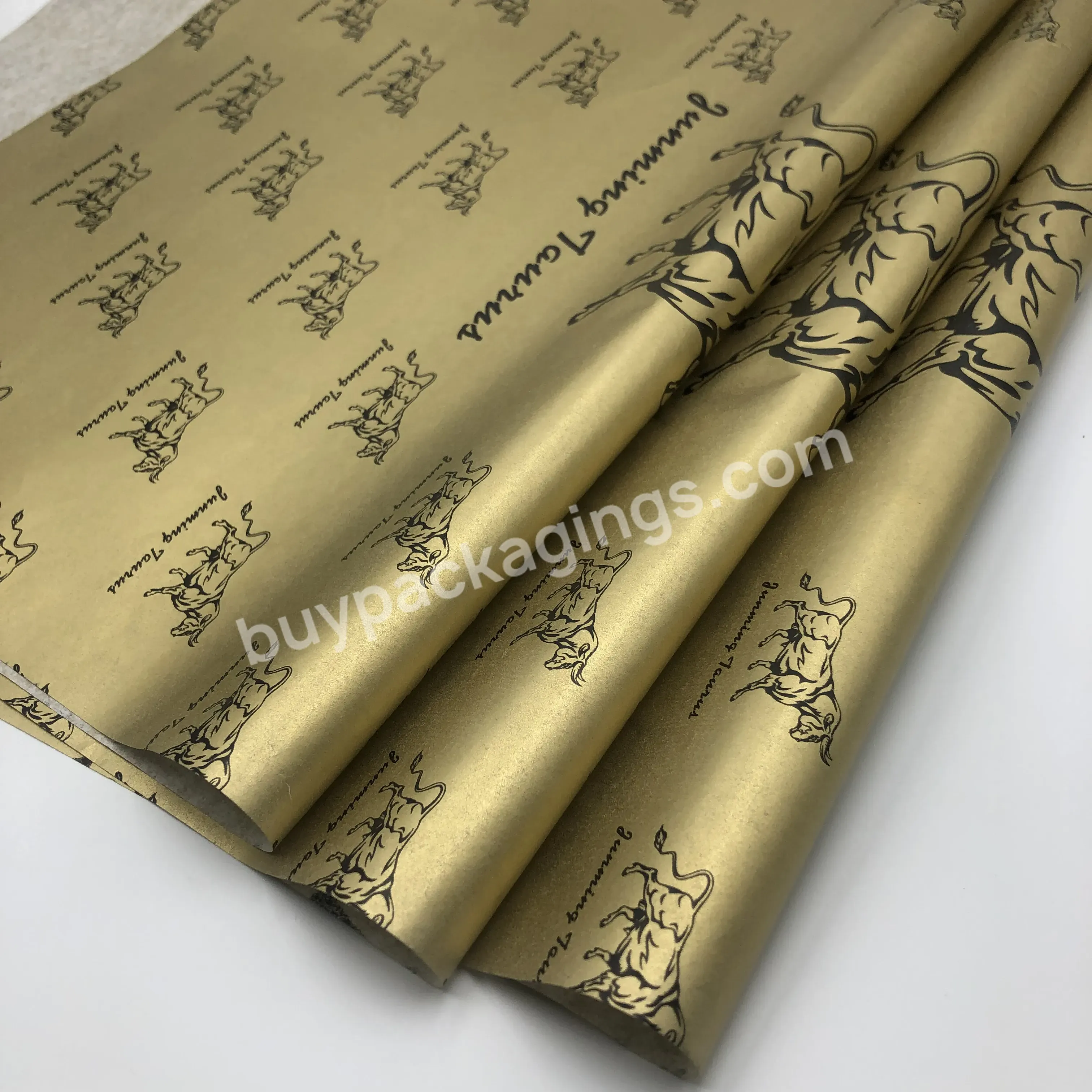 2022 Custom Logo Printed Soft Gold Metallic 17/ 22gsm Wrapping Tissue Paper Silk Paper