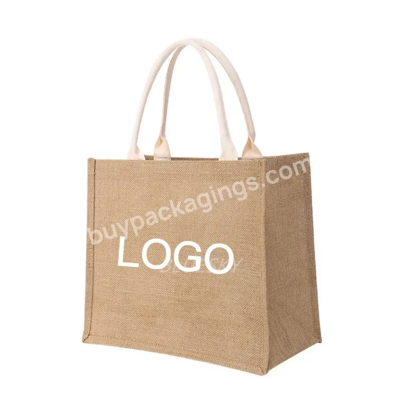 2022 Eco Friendly Packaging Cotton Hessian Canvass Hemp Customize Small Oversize Big Linen Gunny Burlap Jute Shopping Tote Bags