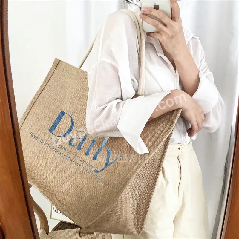 2022 Eco Friendly Packaging Cotton Hessian Canvass Hemp Customize Small Oversize Big Linen Gunny Burlap Jute Shopping Tote Bags