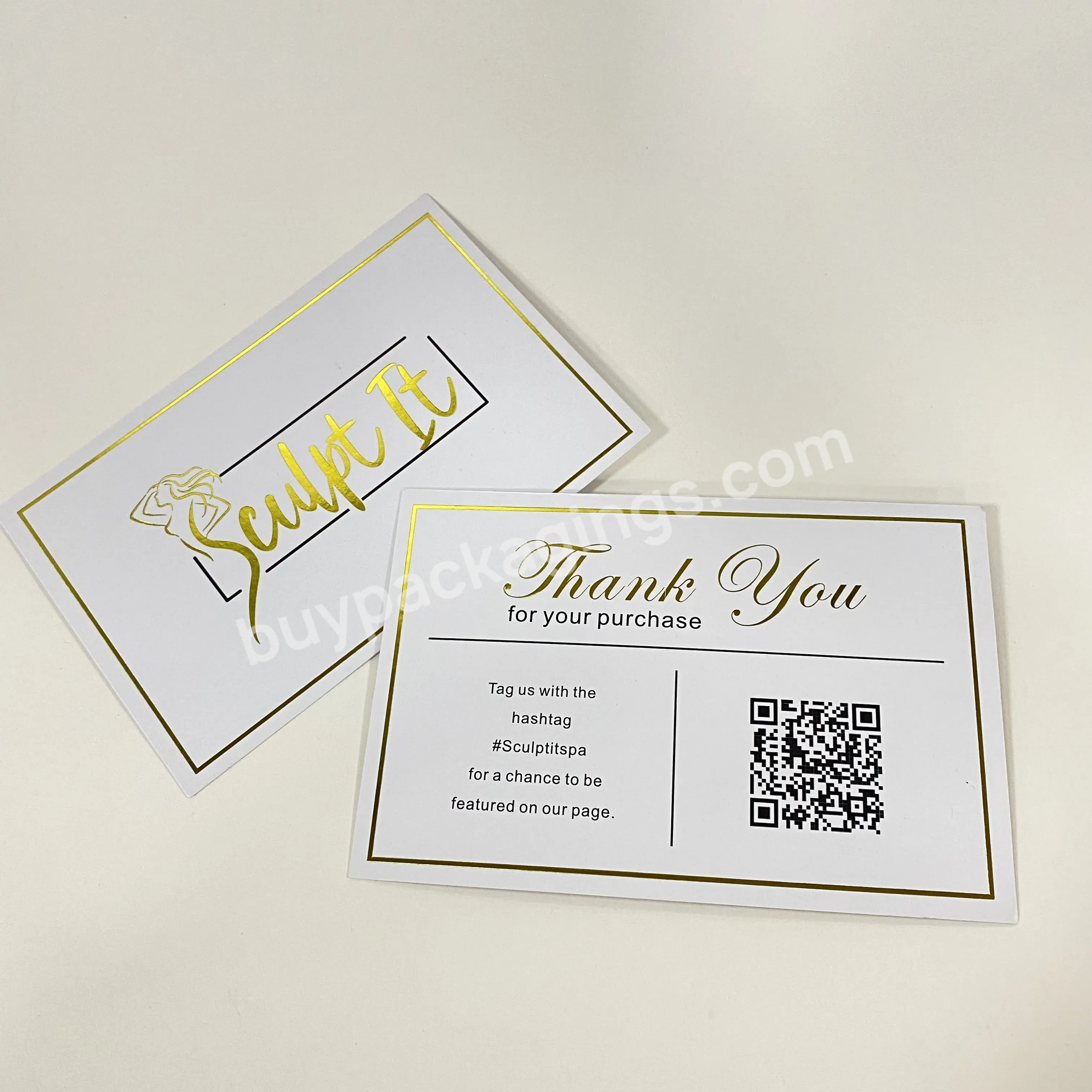 2022 High Quality Custom Logo Heart Private Boutique Business Cards Wedding Invitation Gold Foil Thank You Cards For Hoodies