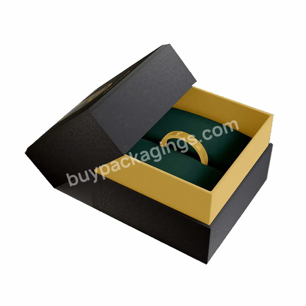 2022 Hot Selling Wholesale Velvet Jewelry Packaging Box Custom Luxury Black Ring Paper Boxes