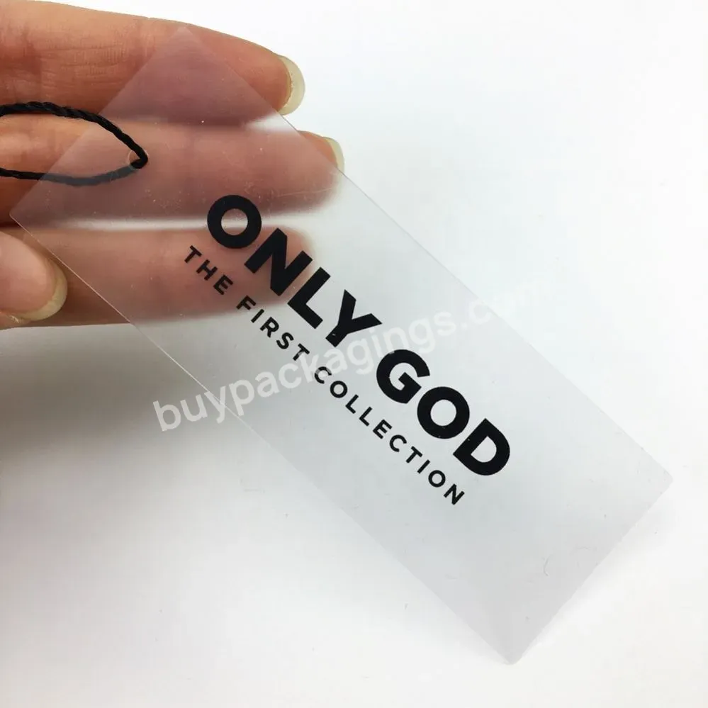 2022 Luxury Custom Garment Printing Jeans Paper Clear Clothing Merchandise Pvc Plastic Hang Tag Plastic Tags