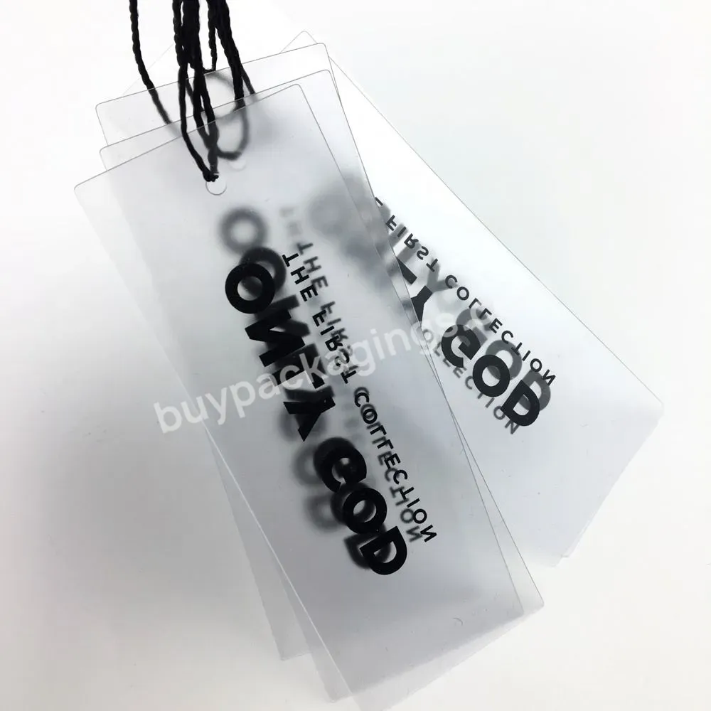 2022 Luxury Custom Garment Printing Jeans Paper Clear Clothing Merchandise Pvc Plastic Hang Tag Plastic Tags