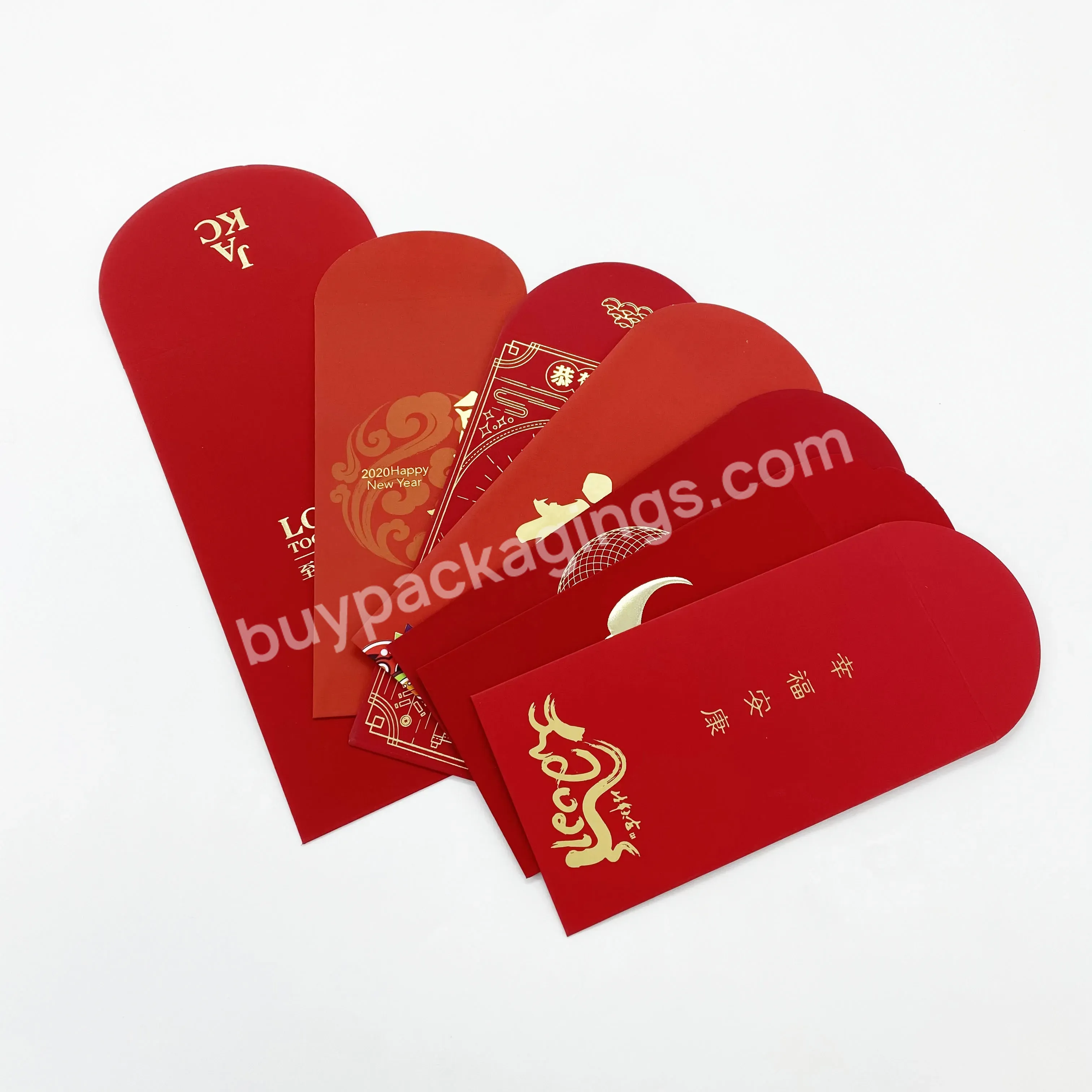 2022 New Arrival Custom Logo Engraving Wedding Laser Cut Gold Foil Logo Red Pocket Red Envelope