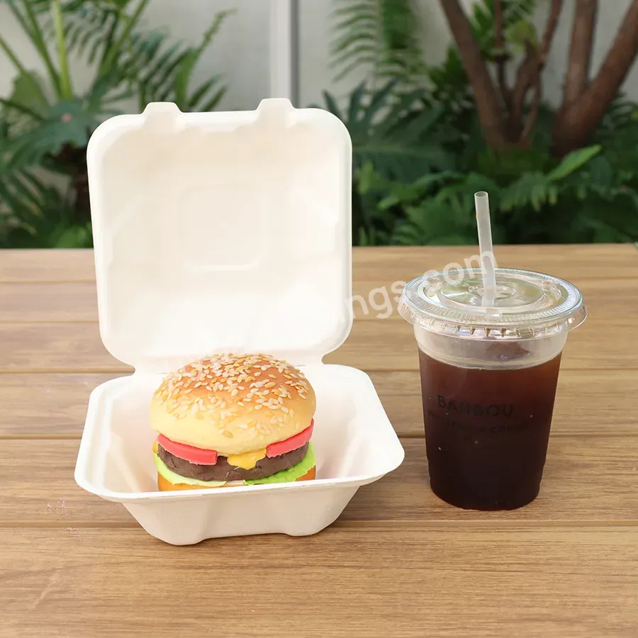 2022 New Biodegradable Bagasse Burger Box Food Packaging Bagasse Lunch Box Supplier