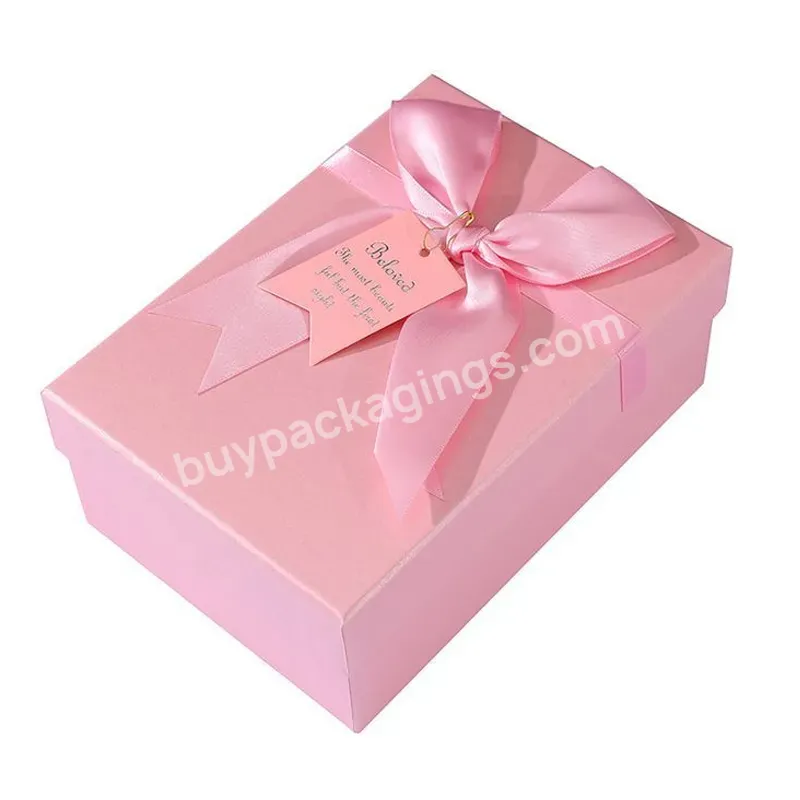 2022 New Hot Sale Custom Pink Gift Box Packaging With Satin Ribbon For Girl Gifts