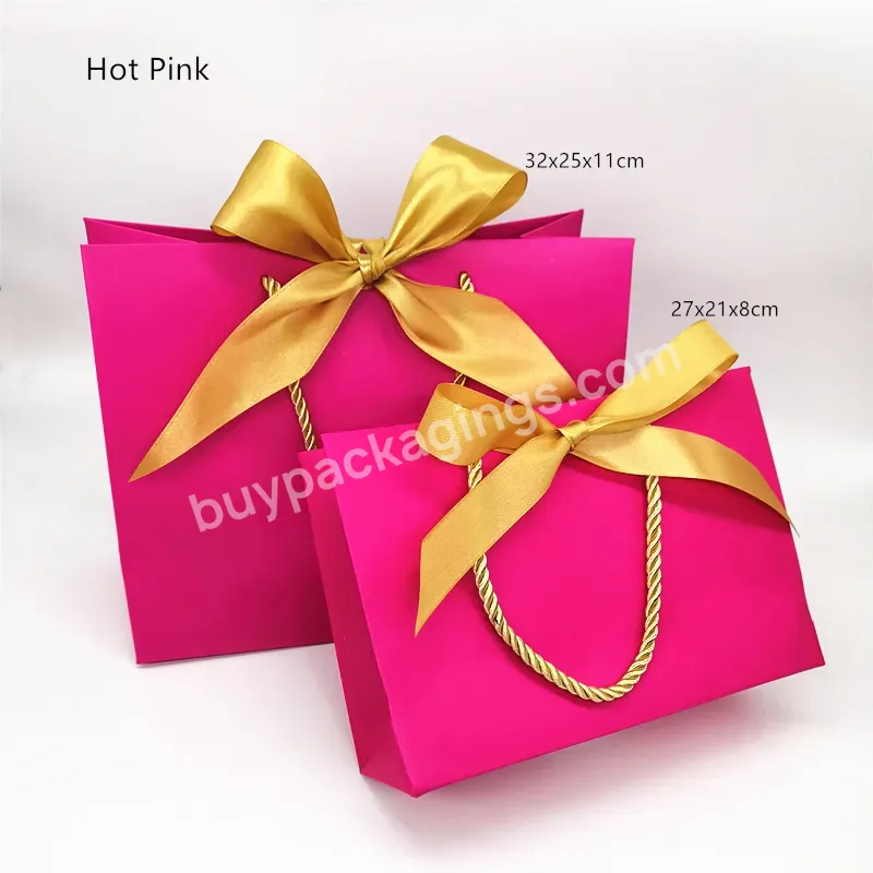 2022 Oem Custom Logo 100% Compostable Biodegradable Hot Pink Luxury Shopping Gift Paper Bag