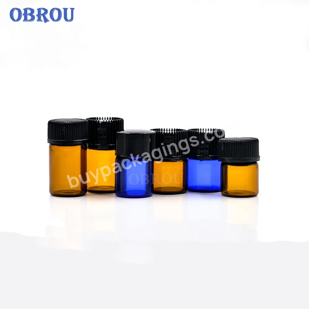 2023 Blue 2ml Vial Glass Bottle,Amber Small Essential Oil Sample Bottle,Dram Vail Container Free Sample