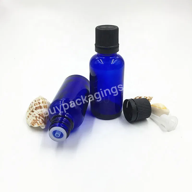 2023 Blue 30ml 1oz Empty Beard Oil Bottle Glass Euro Dropper Essential Oil Bottle