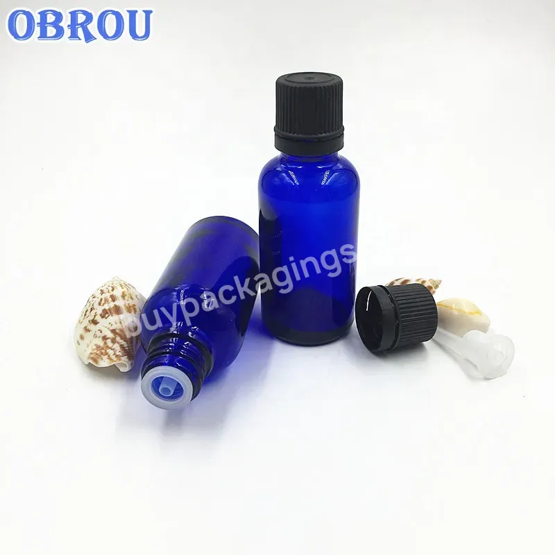 2023 Blue 30ml 1oz Empty Beard Oil Bottle Glass Euro Dropper Essential Oil Bottle