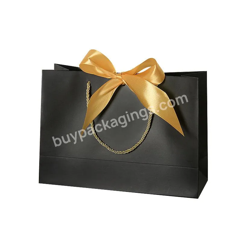 2023 Boutique Factory Price Printed Kraft Custom Gift cardboard Shopping Paper Bags  With Your Own Logo Luxury Ribbon Handle