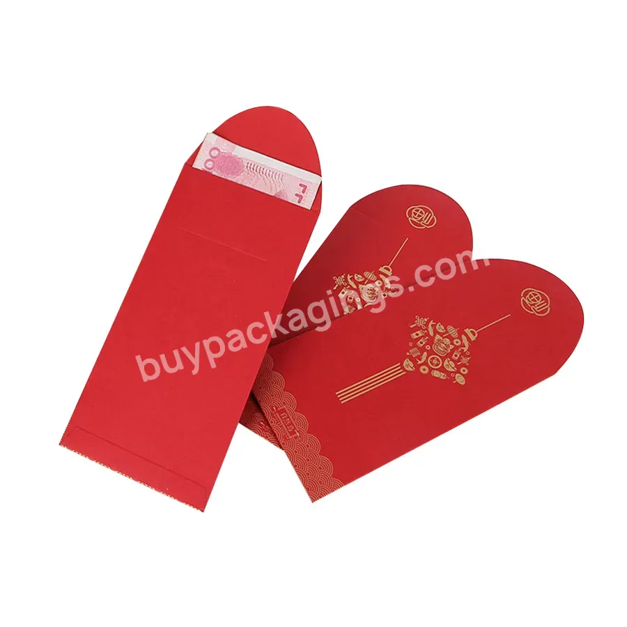 2023 Custom Printing Hot Stamping Red Cash Packet Packaging Envelope Chinese New Year Red Pocket Traditional Hong Bao