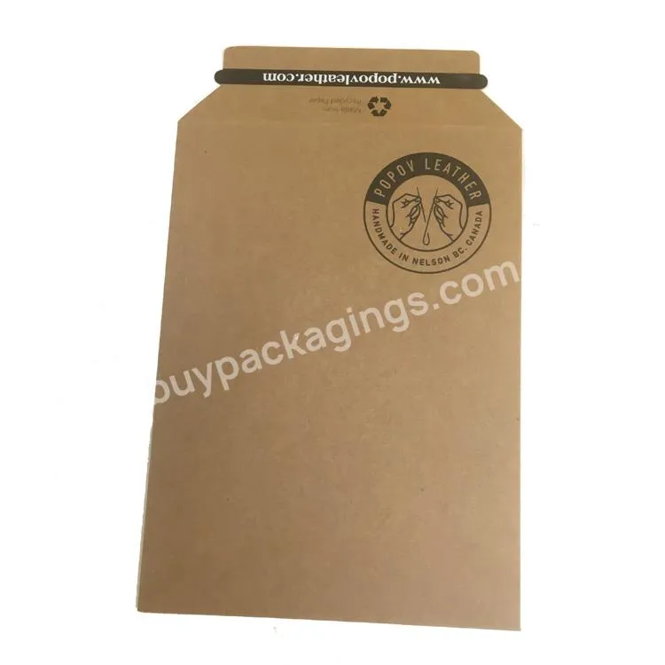 2023 customize 7*9 Kraft Rigid Recycled Paper Apparel Stay Flat Photo Cardboard Envelopes For Stickers Packaging