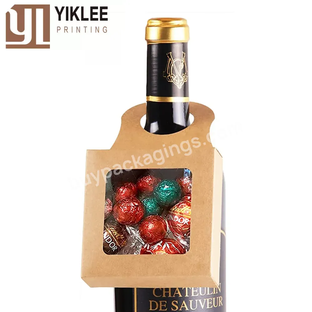 2023 Decoration For Wine Hanger Case Kraft Paper Wine Bottle Boxes For Gifts Hanging Foldable Gift Boxes Wine Box With Window