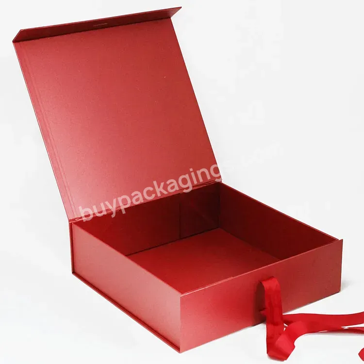 2023 Eco Friendly Luxury Custom Products Paper Box Rigid Cardboard Packaging Magnetic Gift Folding Box With Ribbon