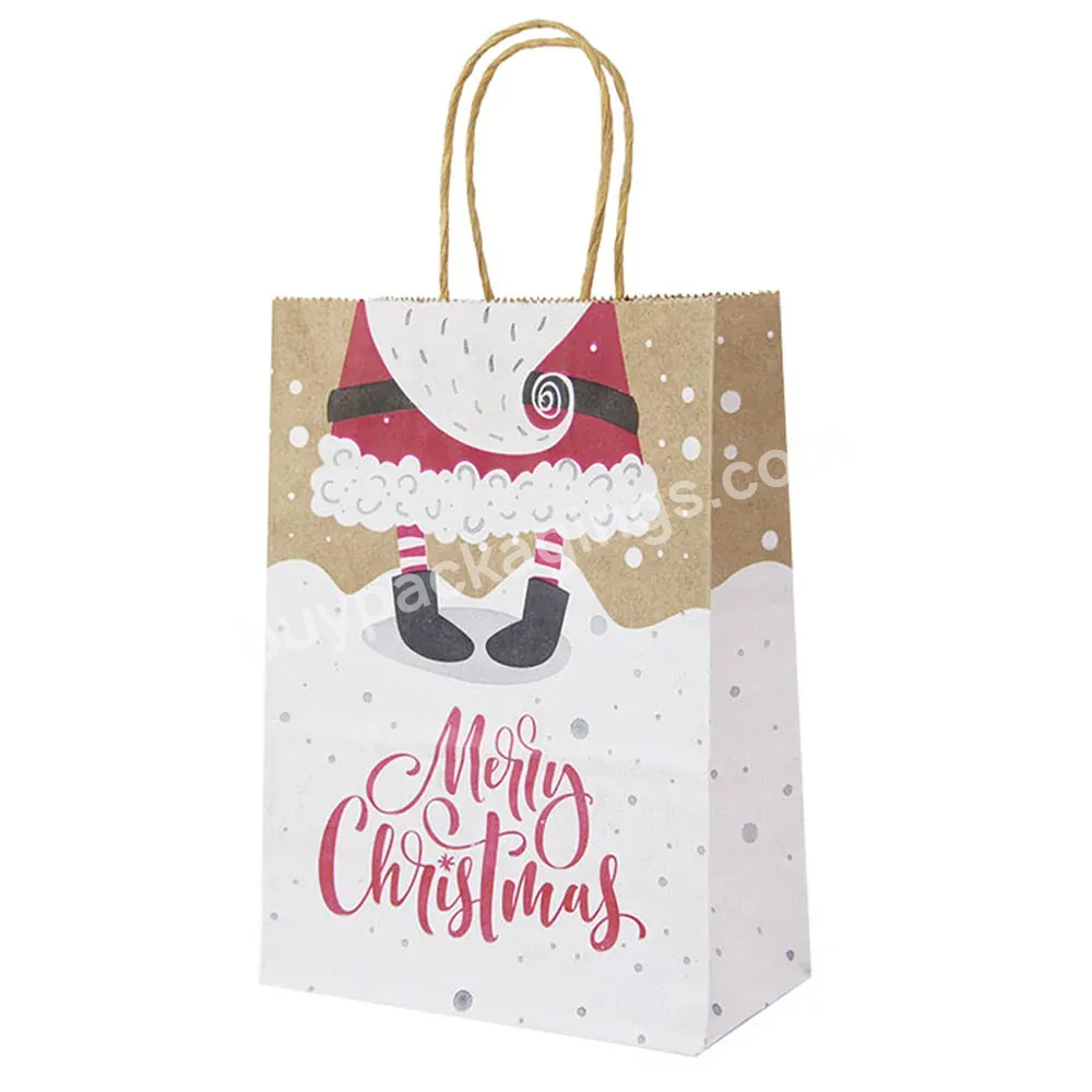 2023 Gift Bag Portable Thanksgiving Wedding Snack Clothing Present Box Packaging Xmas 21cm Large Christmas Kraft Paper Bag
