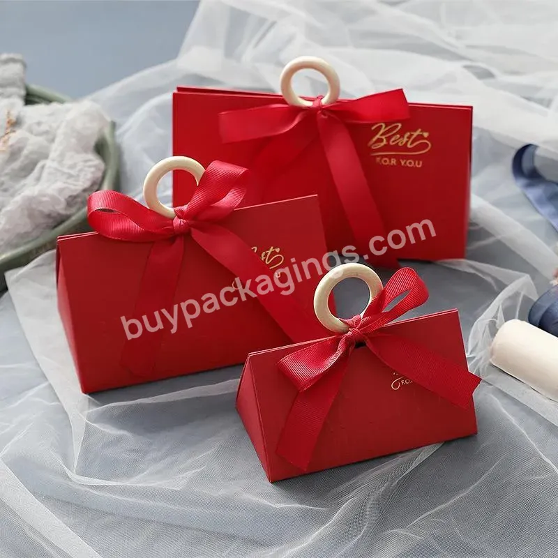2023 Hot Sale Custom Logo Print Paper Fancy Wedding Luxury Gift Paper Box With Bow Ribbon