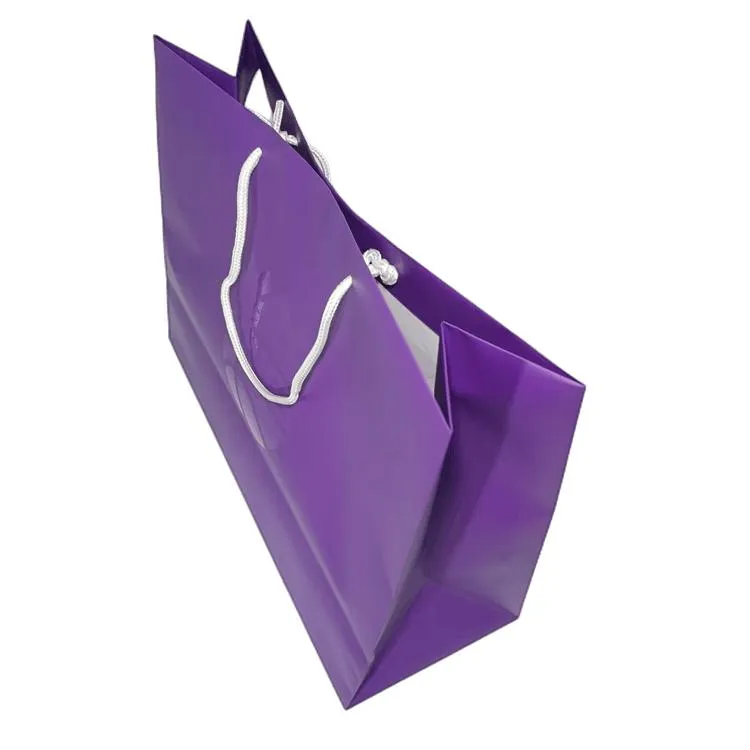 2023 hot selling glossy custom gift bags spot UV white paper carry bags with different handle types