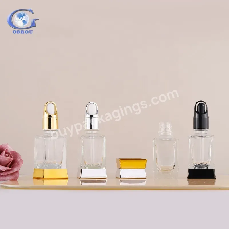 2023 Luxury Oil Square Glass Dropper Bottle 1 Oz Clear Thick Color Serum Bottle Wholesale Glass Dropper Bottle With Dropper