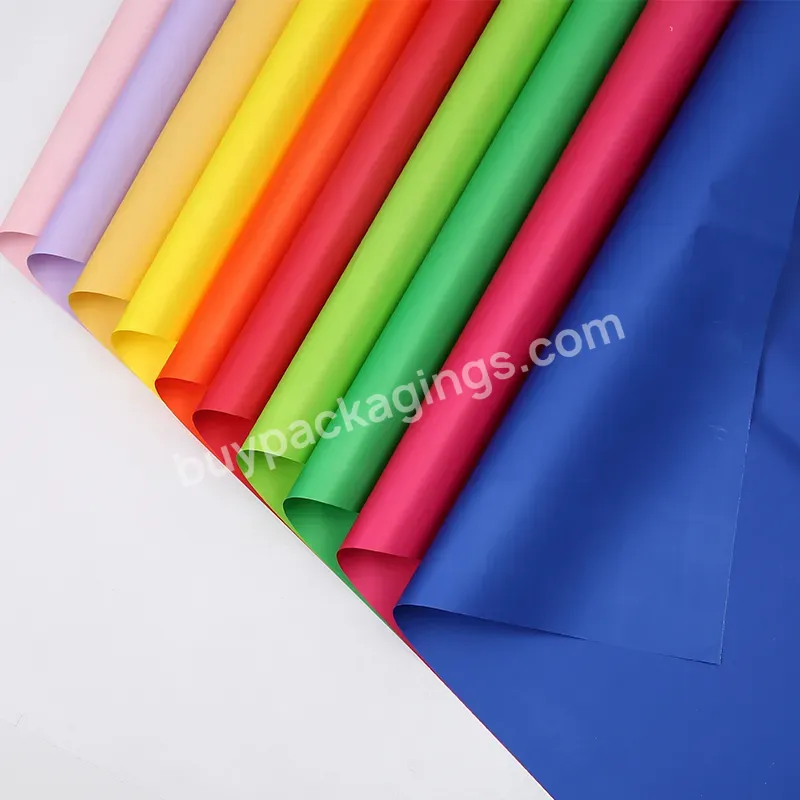 2023 New Bright Color Waterproof Plastic Wrap Paper Pure Color Flower Wrapping Paper For Floral Wrapper