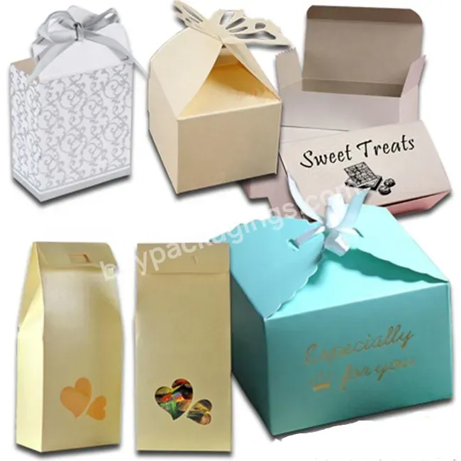 2023 New Custom Printed Packaging Small Wedding Para Cake Paper Gift Candy Food Packaging Box With No Window