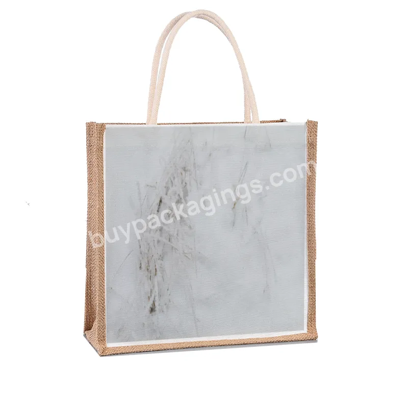 2023 New Customized Logo Eco Friendly Advertising Gift Burlap Tote Bag Color Blank Jute Shopping Bag