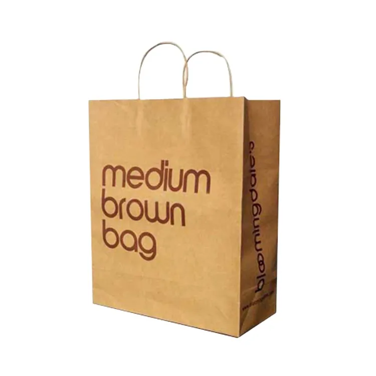 2023 new design brown kraft bags Custom Printed logo Eco friendly Birthday Gift Paper Bags