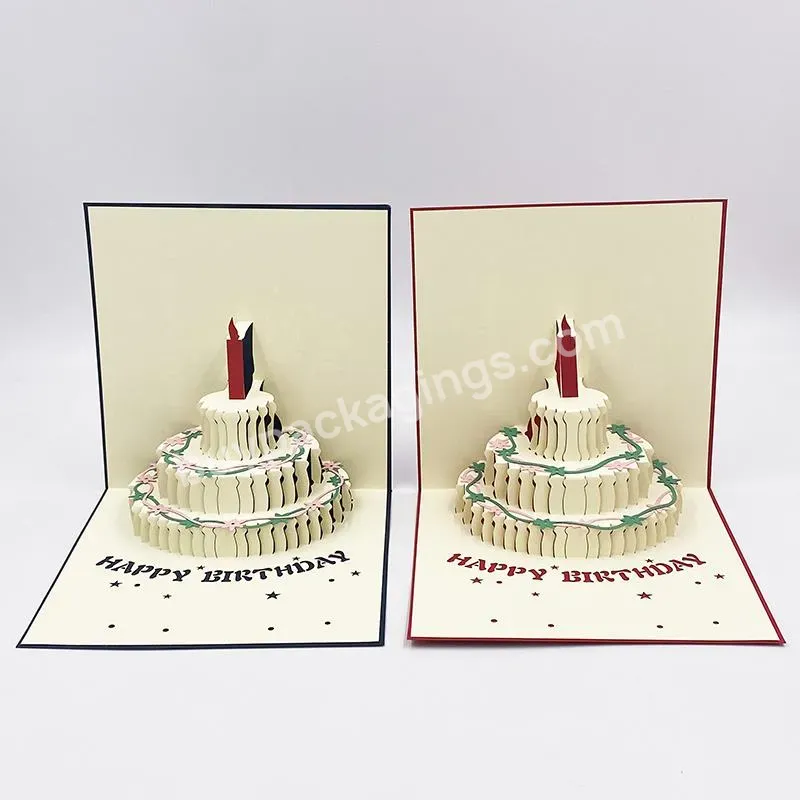 2023 New Design Custom Paper Material 3d Happy Birthday Cake Pop Up Cards Decorating Gift Blank Greeting Cards - Buy Mini Blank Greeting Card,Greeting Card Custom Printing With Envelope,Greeting Card Custom Printing With Envelope.