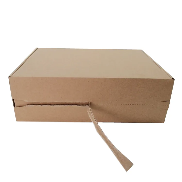 2023 new design kraft brown paper Clothes packaging box tear strip cardboard corrugated box