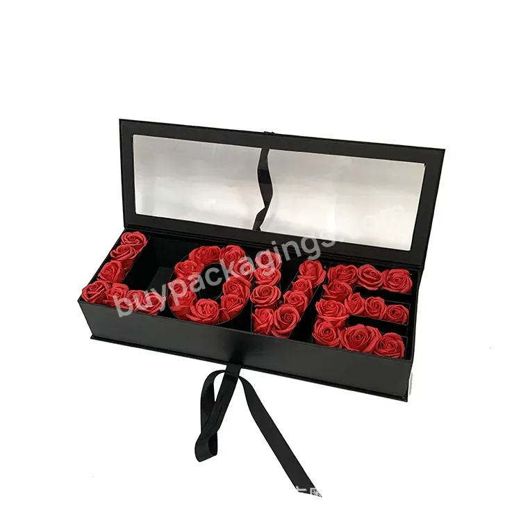 2023 New Love Groove Shape Flower Gift Paper Box Transparent Pvc Window Flower Box For Valentine's Day