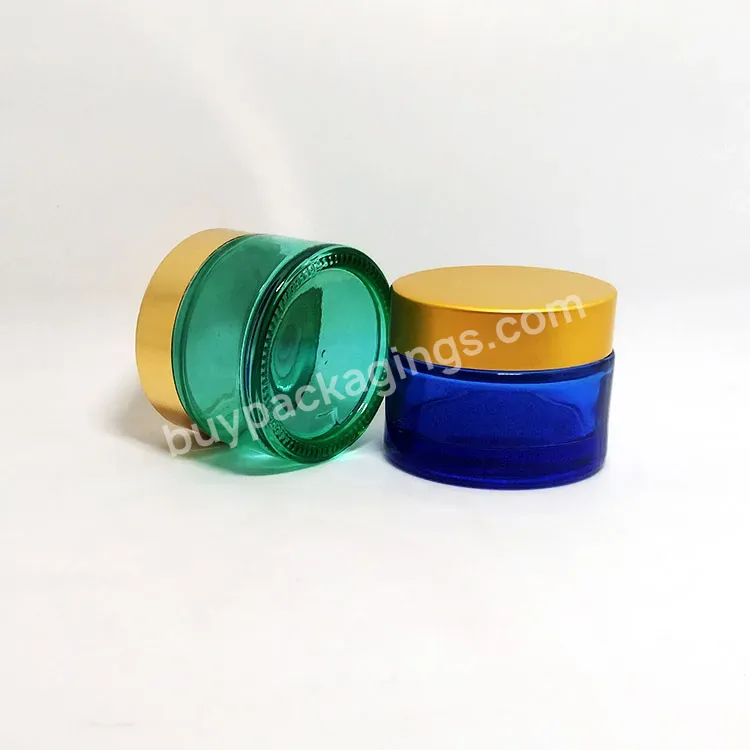 2023 New Product Cosmetic Face 5g 10g 15g 20g 30g 50g 100g 200g 250g Blue Green Glass Cream Jar With Gold Plastic Cap - Buy Glass Cream Cream Jar 100ml 50ml 30ml,Glass Cream Jar 2oz,Glass Cream Jar 250g.