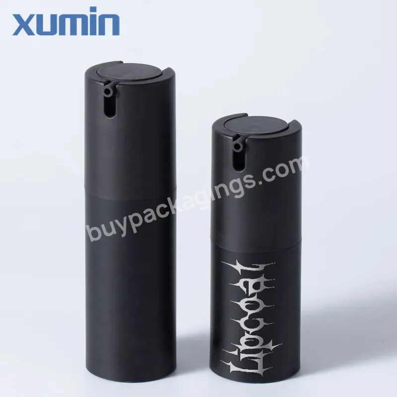 2023 New Style Matte Airless Bottle 15ml 30ml 50ml Cosmetic Cylinder Airless Black Matte Pump Bottle Cream Bottle