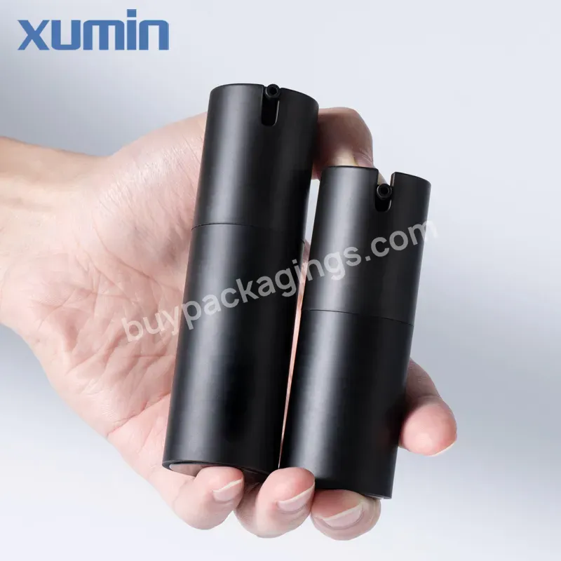 2023 New Style Matte Airless Bottle 15ml 30ml 50ml Cosmetic Cylinder Airless Black Matte Pump Bottle Cream Bottle