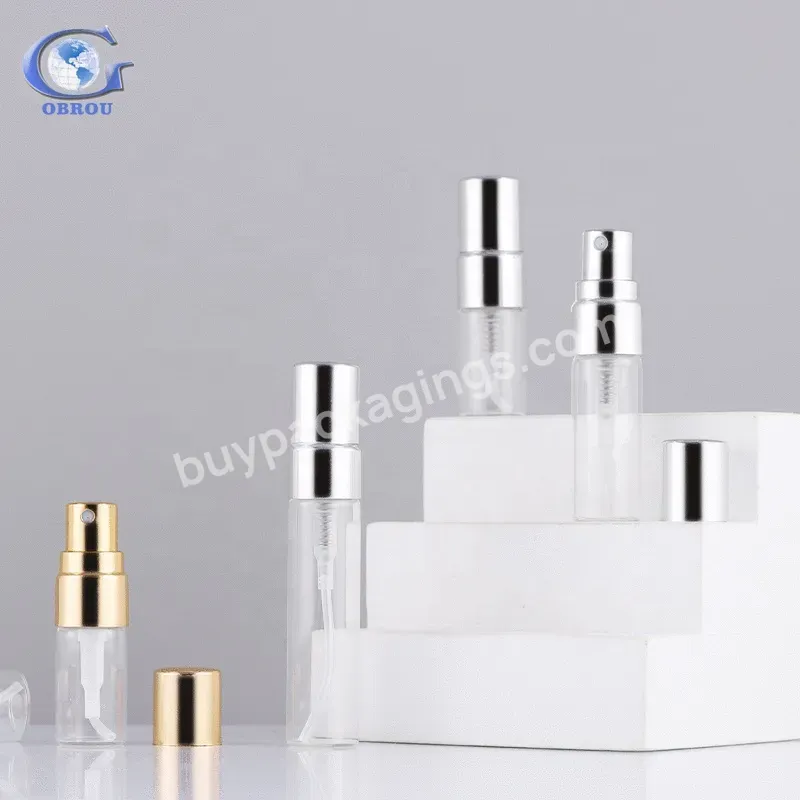 2023 Perfume Tester Vial 2ml 3ml 5ml Refillable Empty Perfume Samples Glass Bottles With Pump Sprayer