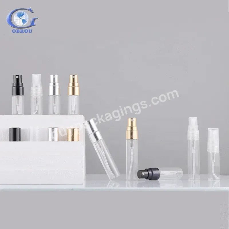 2023 Perfume Tester Vial 2ml 3ml 5ml Refillable Empty Perfume Samples Glass Bottles With Pump Sprayer