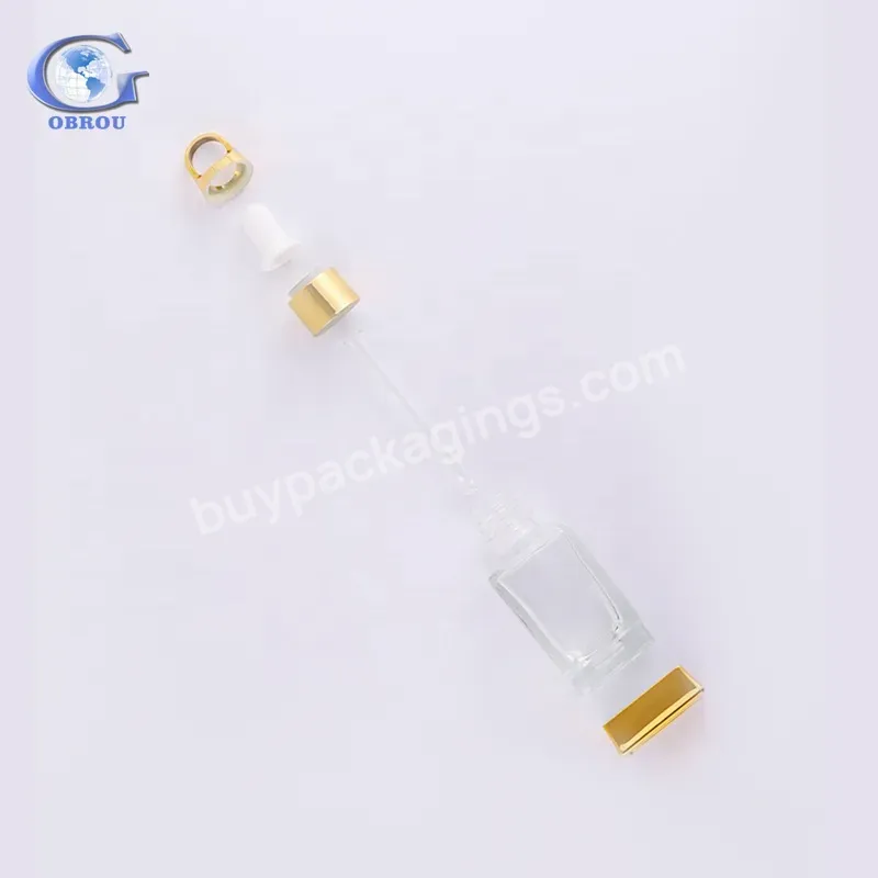 2023 Square Clear Glass Pipette Serum Bottles 30 Ml Essential Oil Rectangle Glass Dropper Bottles With Pipette Black Cap