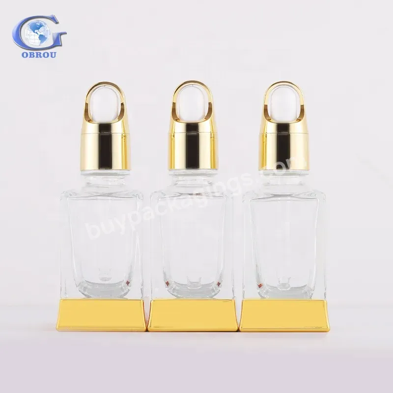 2023 Square Clear Glass Pipette Serum Bottles 30ml Essential Oil Rectangle Glass Dropper Bottles With Pipette Aluminum Cap