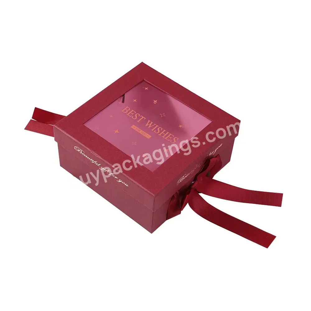 2023 Supplies Valentine's Day Box Transparent Cardboard Flower Packaging Boxes Flower Gift Wrapping Boxes With Clear Pvc Window