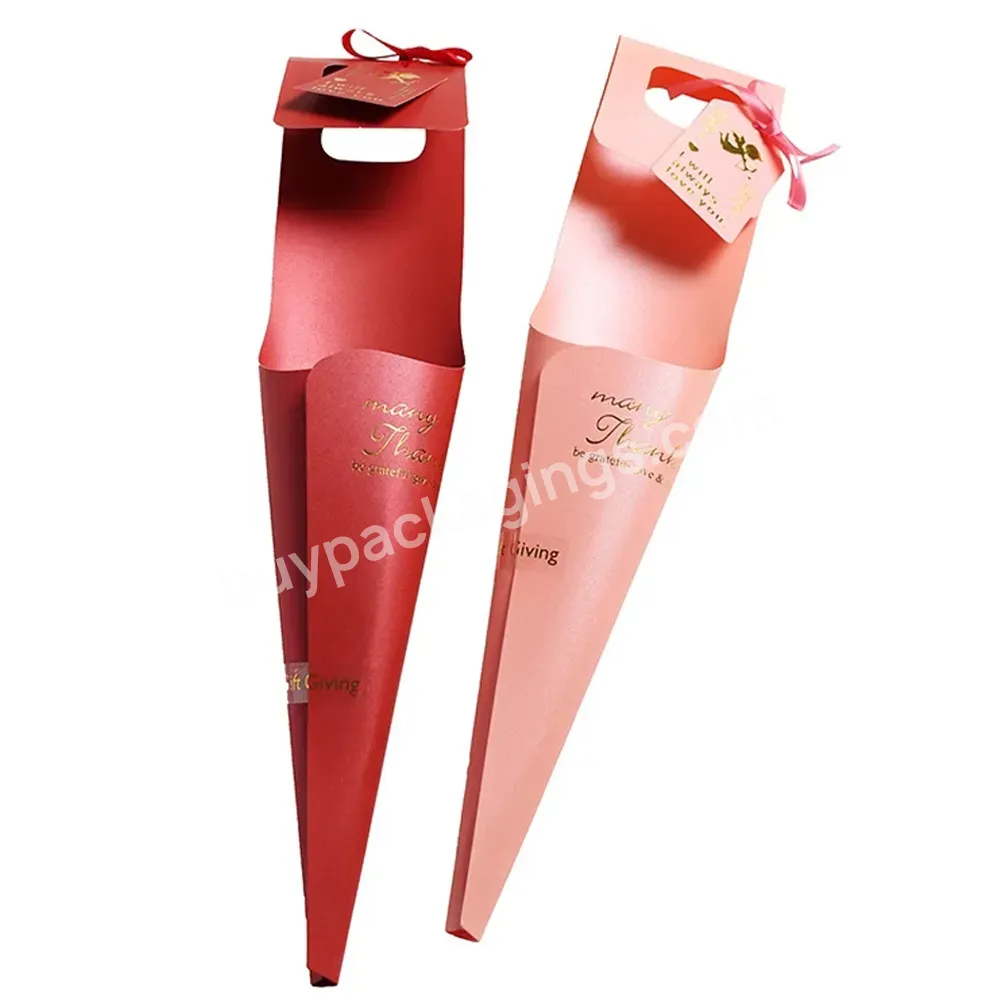 2023 Supply Wedding Decoration Party Favors Bag With Handle Flower Bouquet Wrapping Single Rose Flower Wrapping Paper Bags