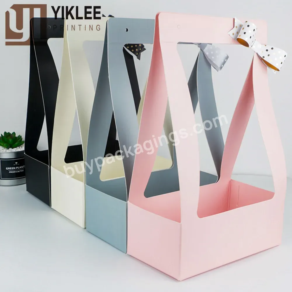 2023 Valentine's Day Festival Flower Boxes Wedding Gift Bag Wrapping Party Presents Box Bouquet Paper Portable Flower Box