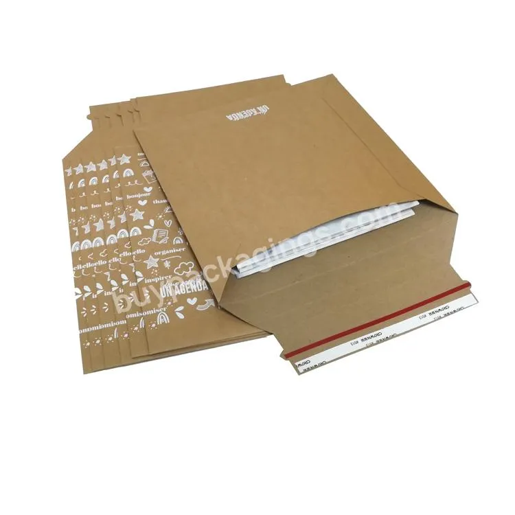 2023Custom Recycled Kraft Paper Rigid Photo Mini Do not Bend Envelopes Printed Cardboard Mailer Stay Flat Envelope For Packaging